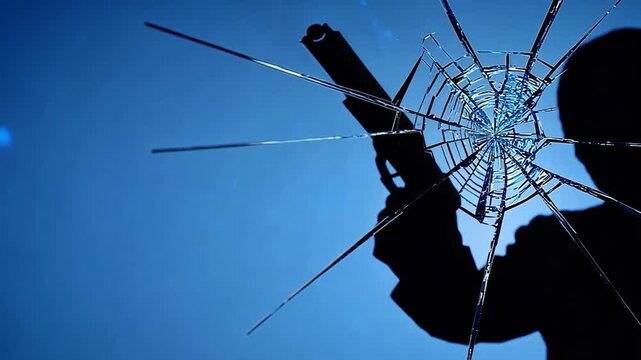 Gunman Silhouette Shattered Glass Criminal