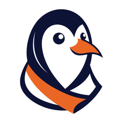 penguin animal head logo vector art illustration