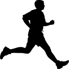 Silhouette Of A Male Runner In Motion Demonstrating Strength And Speed,Emphasizing Fitness And Healthy Lifestyle With An Athletic Figure