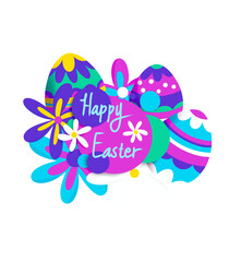 Fototapeta premium colorful easter eggs and flowers