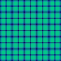 Crossed fabric check tartan, xmas textile pattern background. Mexican texture seamless vector plaid in teal and cyan colors.