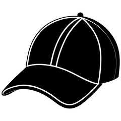 Baseball Cap Silhouette Vector Icon Graphic Design Black And White Sportswear Apparel Headwear Accessory Illustration