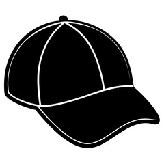 Black And White Baseball Cap Design Minimalist Headwear Illustration Simple Vector Graphics For Clothing And Fashion Accessory Projects