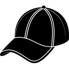 Simple Black Baseball Cap Silhouette Isolated On White Background Classic Sportswear Accessory Minimalist Design Headwear Fashion