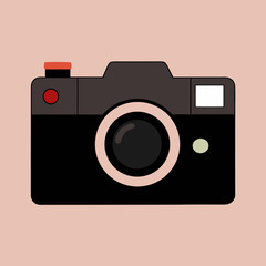 Fototapeta premium Retro Styled Camera Illustration On Soft Pink Background With Simple Shape And Line Composition For Nostalgic Visuals
