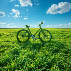 Obraz premium Sustainable Eco Transportation - bicycle made of grass