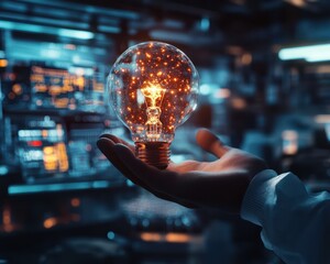 Innovative brain lightbulb concept technology