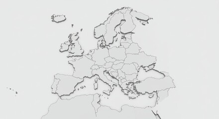 Obraz premium Gray 3D Pixelated Map Of Europe On White Background