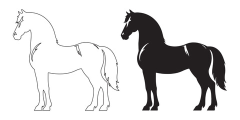 Sleek horse silhouette vector – minimalist design for modern equine and wildlife branding – horse silhouette – horse vector – horse illustration – horse outline – horse line art

