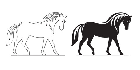 Refined horse silhouette vector – perfect for rustic, wildlife, and equine branding – horse silhouette – horse vector – horse illustration – horse outline – horse icon

