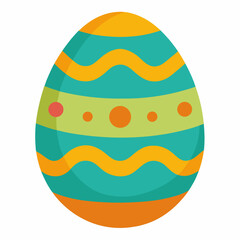 Decorated Easter Egg Illustration With Wavy Lines And Colorful Circles For Spring Celebration And Holiday Greetings