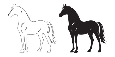 Simple horse silhouette – clean vector design for logos, branding, and creative projects – horse silhouette – horse vector – horse illustration – horse outline – horse icon

