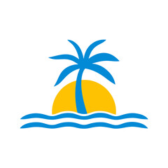 tropical island with palm trees