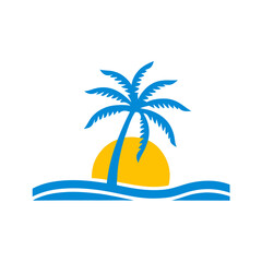 tropical island with palm trees