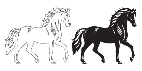 Artistic horse vector silhouette – simple and elegant design for rustic and equine projects – horse silhouette – horse vector – horse illustration – horse outline – horse icon

