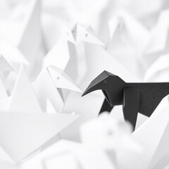 Folded Paper Animals - Japanese Geometric Art Isolated on Color BG