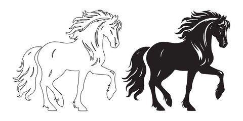 Minimalist horse vector silhouette – sleek design for modern equine and nature projects – horse silhouette – horse vector – horse illustration – horse outline – horse line art

