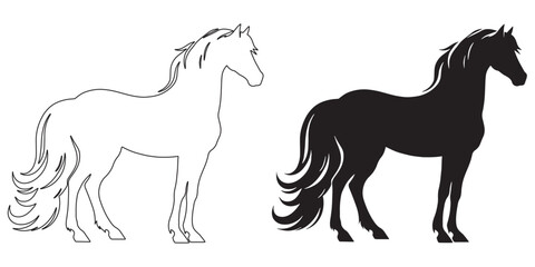 Majestic horse line art silhouette – ideal design for rustic, equine, and outdoor branding – horse silhouette – horse vector – horse illustration – horse outline – horse icon

