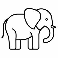 Minimalist Elephant Outline Illustration For Iconography And Childrens Designs With Black And White Animal Representation