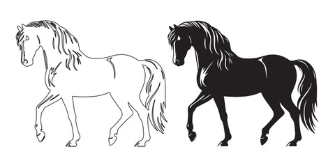 Horse vector silhouette – clean design for logos, posters, and equine-related projects – horse silhouette – horse vector – horse illustration – horse outline – horse icon

