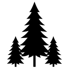 Pine Trees Forest Silhouette Illustration With Simple Design And Evergreen Coniferous Trees For Winter Or Christmas Season