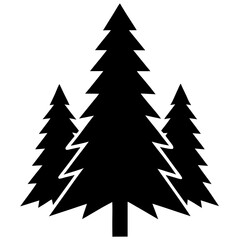 Three Evergreen Trees Silhouette Graphic Illustration For Festive Holiday Decor And Outdoor Adventure Visuals