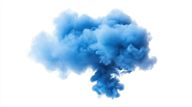 Abstract Blue Smoke Cloud on White Background: A Stunning Visual of Vapor and Air