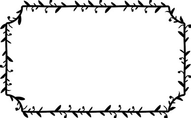Rectangular Frame laurel wreath silhouette black horizontal vintage frames flower floral leaf border Botanical laurel ornate art leaf Elements design border retro badge decoration element isolated déc