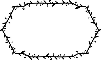 Rectangular Frame laurel wreath silhouette black horizontal vintage frames flower floral leaf border Botanical laurel ornate art leaf Elements design border retro badge decoration element isolated 