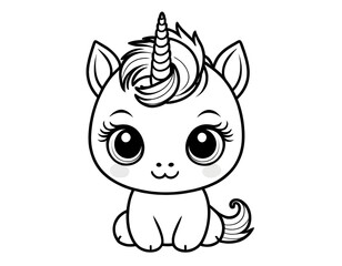 Cute Unicorn Coloring Page