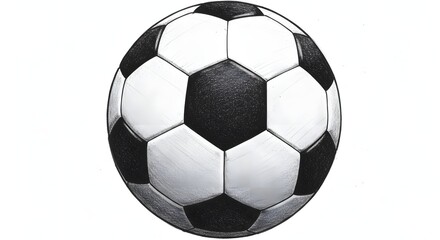 Obraz premium Soccer ball illustration showcasing classic black and white pentagons and hexagons, perfect for sports art enthusiasts interested in soccer aesthetics Generative AI