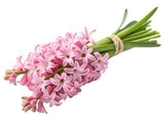 beautiful bouquet of hyacinth flowers showcases delicate pink petals and vibrant green stems, perfect for brightening any space