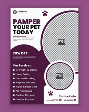 Pet pamper poster and flyer design or Pet care, adopt business a4sized flyer template, Print flyer or poster template design for pet shops and veterinary clinics