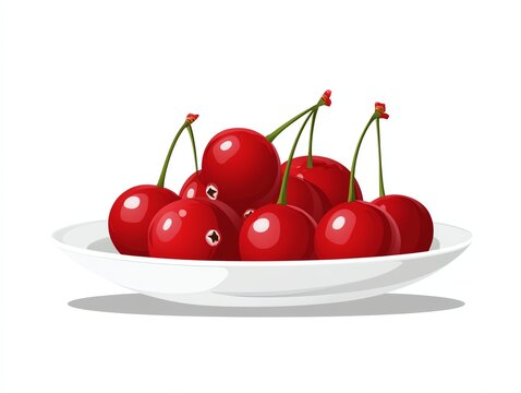 red cherries on white plate clip art preview