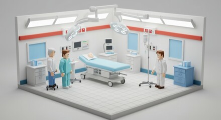 Pixel Art Depiction Of A Sterile Medical Treatment Room