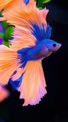 Fototapeta premium Vibrant Siamese Fighting Fish Displaying Stunning Colors and Graceful Movement in an Ethereal Underwater Setting