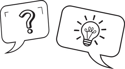 Bright idea chat icon sparks innovation,speech bubble bulb idea icon sign vector