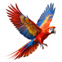 Fototapeta premium Flying Scarlet Macaw Parrot isolated on transparent background