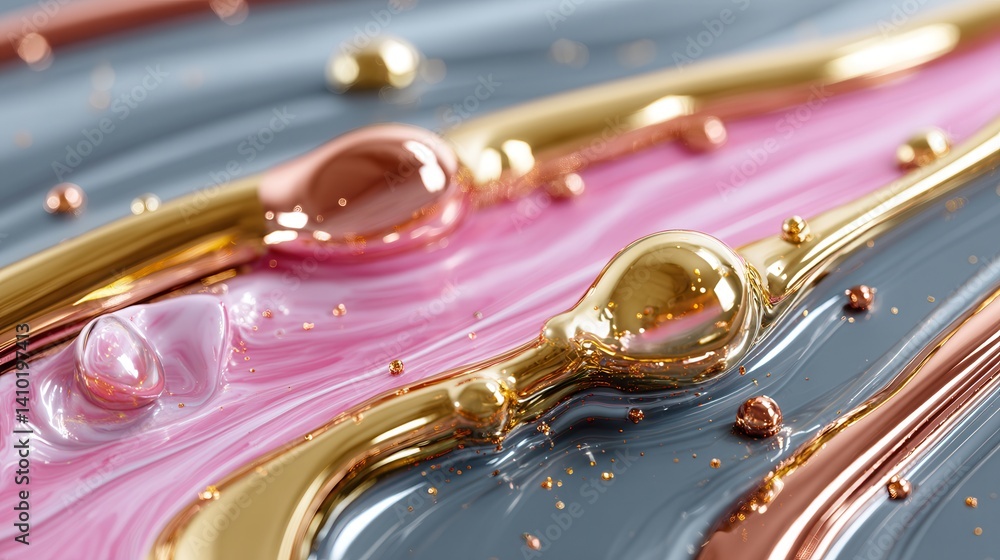 Poster abstract background with liquified textures and colorful swirls featuring glossy elements in shades 
