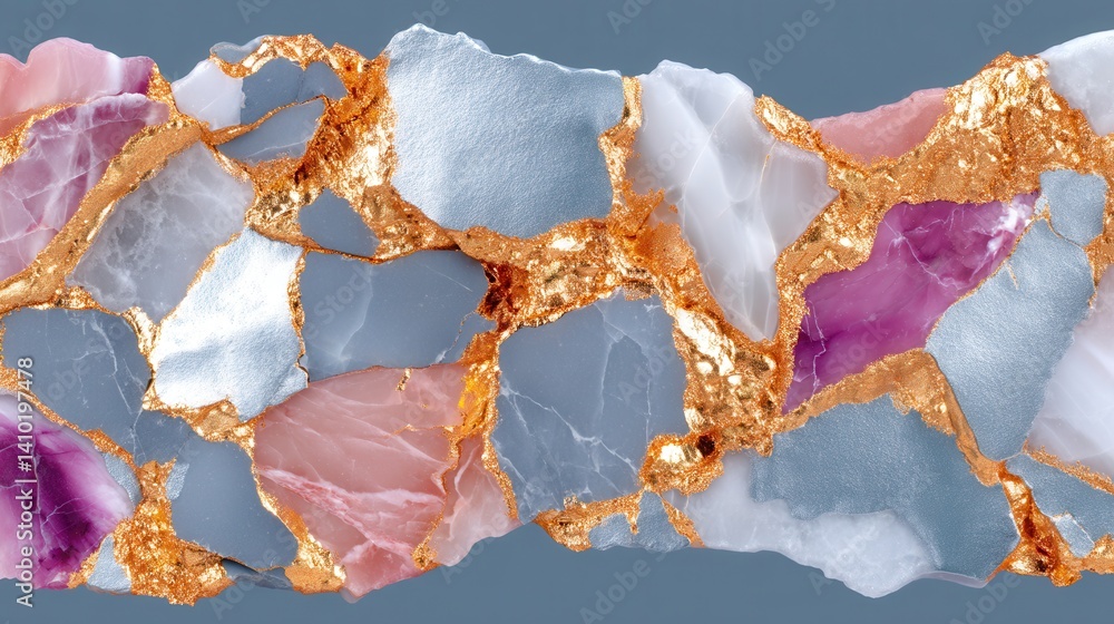 Poster abstract background featuring liquified textures with gold accents and colorful stone patterns for c