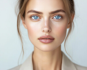 Naklejka premium Beautiful nurse close-up, doctor and nurse portrait close-up