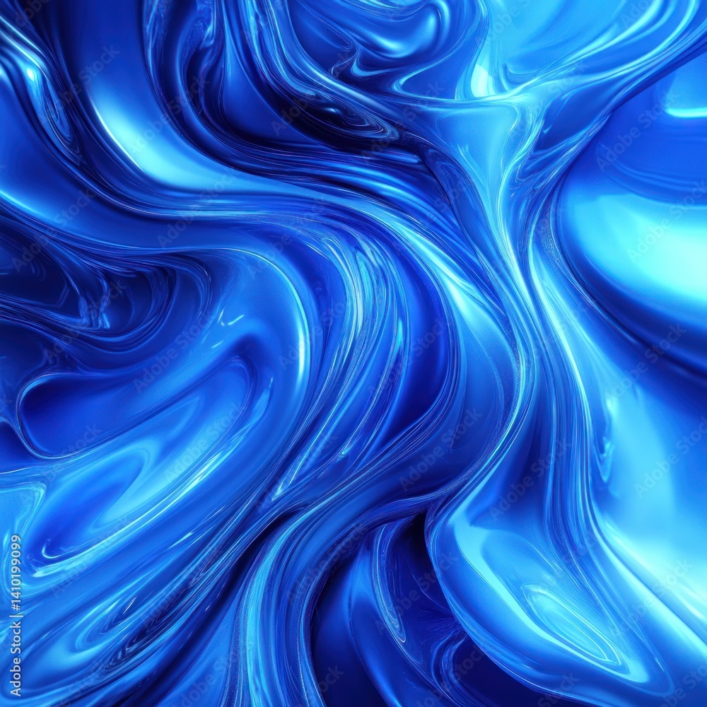 Aufkleber abstract blue swirls in 3d with flowing waves and fluid forms