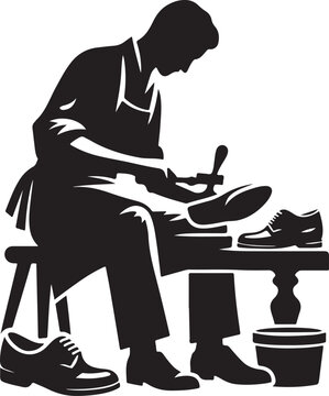 shoemaker working on shoe silhouette clip art preview