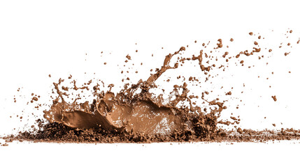 Dynamic Brown Mud Splash with Flying Droplets - Professional Stock Photo