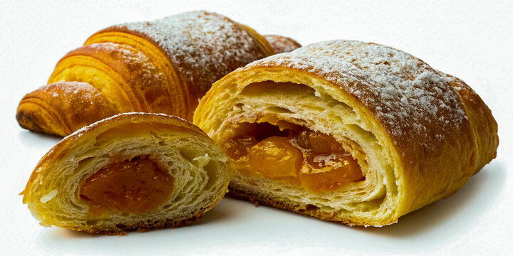 Decadent Croissants with Sweet Fruit Filling and Sugar Dust - Powered by Adobe