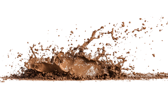 Dynamic Brown Mud Splash with Flying Droplets - Professional Stock Photo