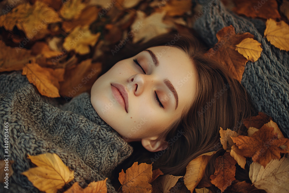 Poster camping in autumn forest generative ai image