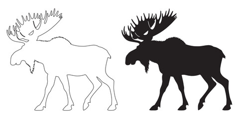 Classic moose silhouette art – bold forest icon vector with clean lines – moose silhouette – moose vector – moose illustration – moose outline – moose icon – moose line art


