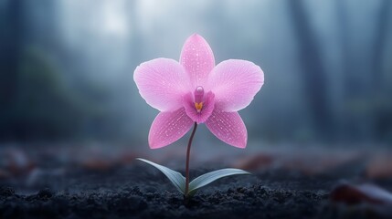 Wild orchid flower in a magical forest digital art enchanting viewpoint nature's beauty