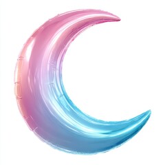 Crescent moon balloon with gradient on white background